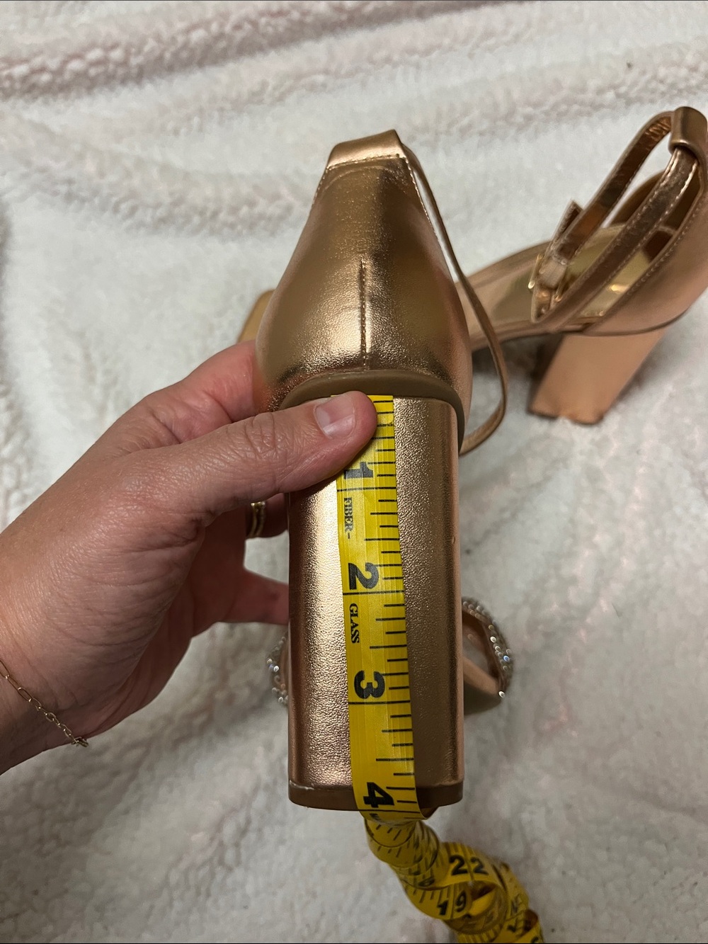 Dream Pairs Metallic Rose Gold Crystal Braided Block Heel 4 in heel Never Worn - Picture 4 of 4